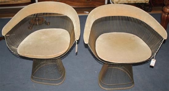 Warren Platner for Knoll International. A pair of chrome plated wire chairs,